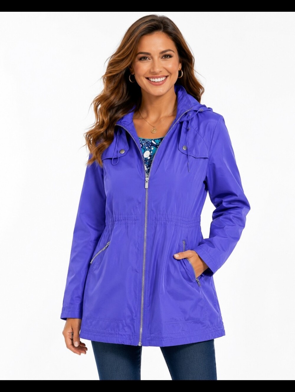 Green With Envy Women's Purple Hooded Trench Coat W Artsy Lining (Size:Large)